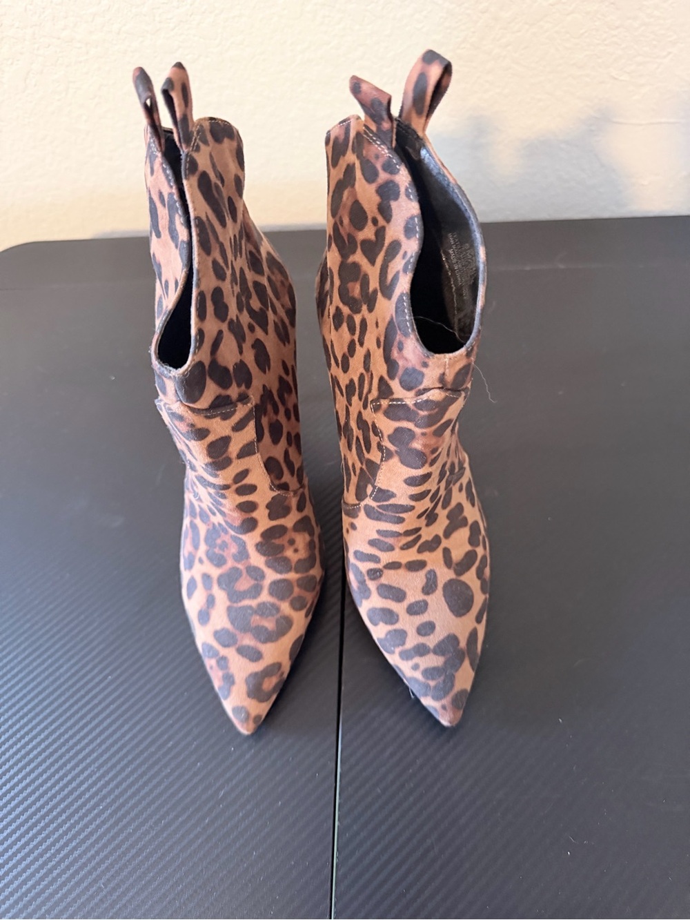 Jessica Simpson Leopard-Print Pointed Toe Ankle Boots - Brown/Black